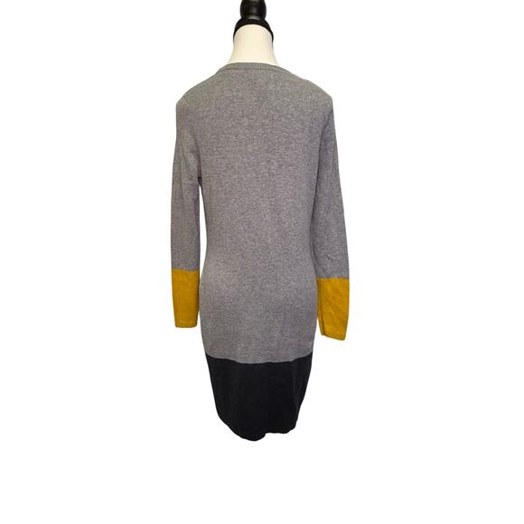 Nicole Miller New York Colorblock Sweater Dress Gray Mustard Black Size Small - Picture 3 of 6